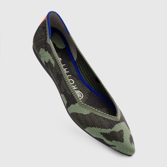 ROTHY’S The Point Olive Green Camo Pointed Toe Slip On Flats Size 12 - Picture 1 of 10